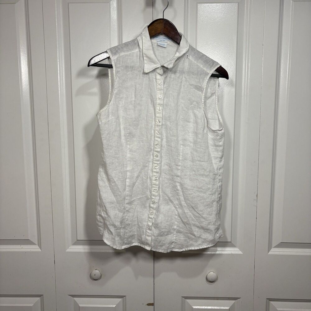 Island Company Linen Sun Top Women L Sleeveless Resortcore Beach Coastal Chic
